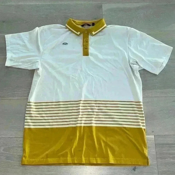 Taylor BobRad Retro Collar Ombre Polo mustard white sz XL - Picture 2 of 9